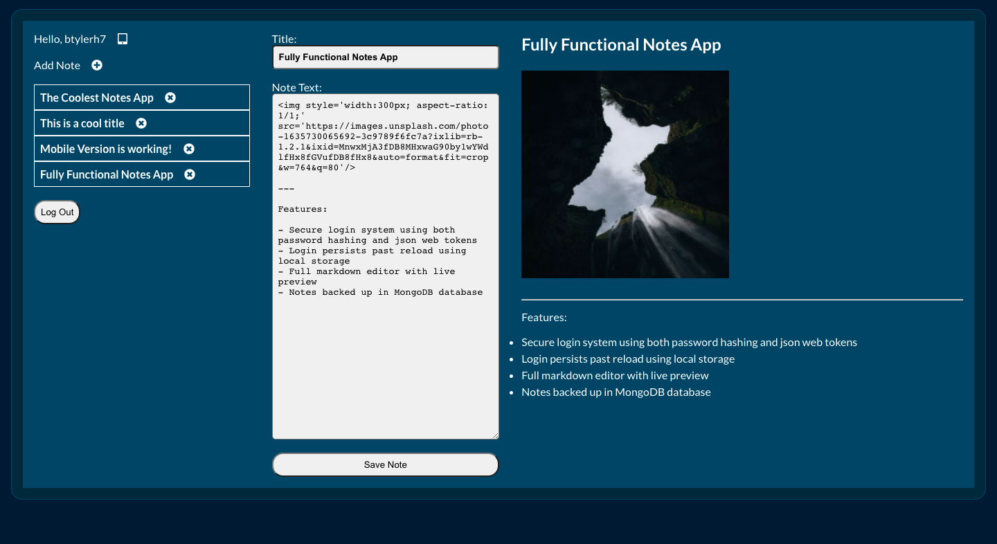 Fully Functional Notes App